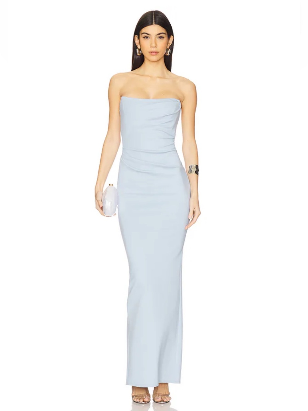 Michael Costello x Revolve Briggs Baby Blue Strapless Formal Gown Size Small